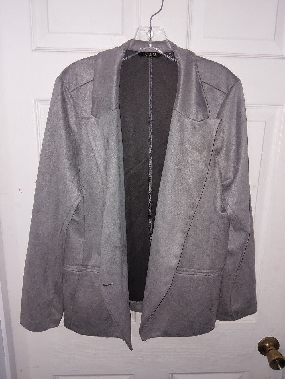 IMAN Womens Gray Open-Front Lightweight Jacket